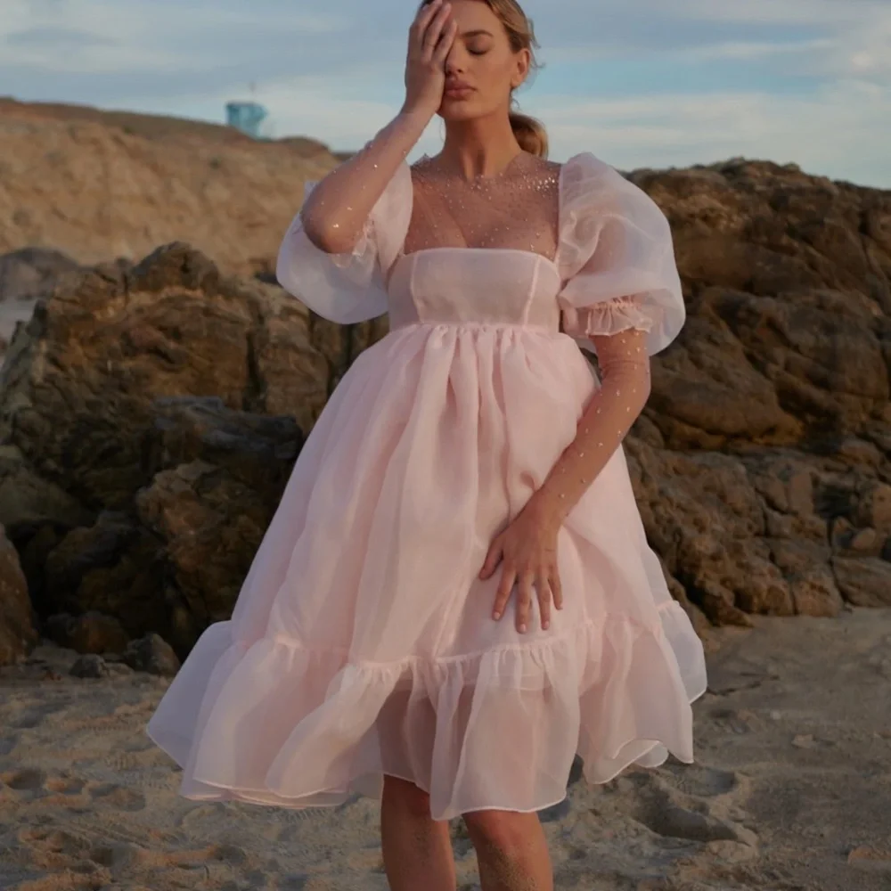 Selkie Peach French Puff Dress - Picture 2 of 4